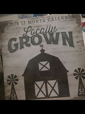 Locally Grown 2024 Wall Calendar - Rustic White and Black